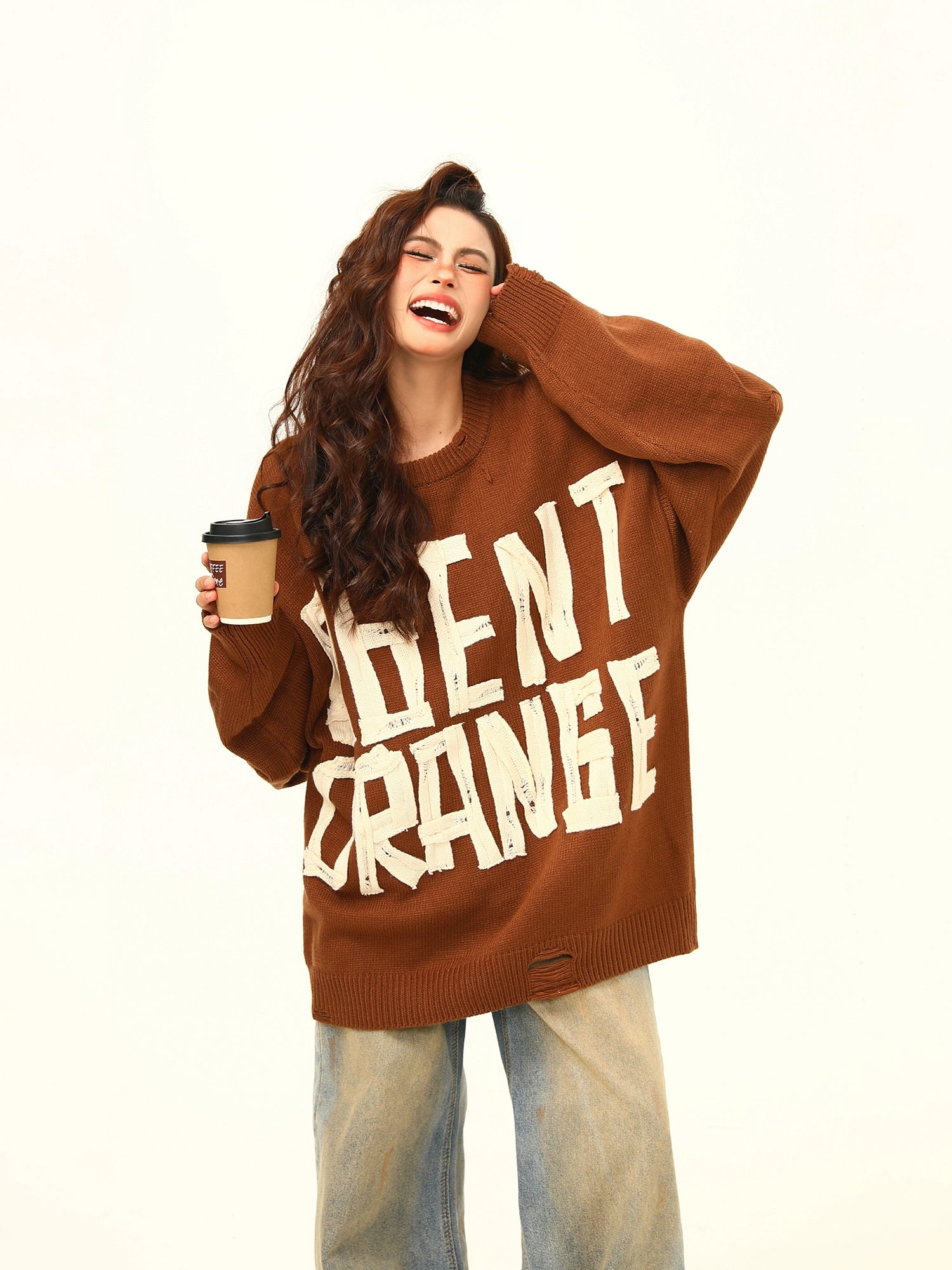 Agent Orange Distressed Knit Sweater