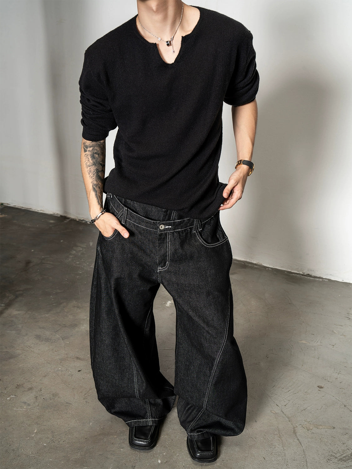 Urban Notch Relaxed Knit Sweater