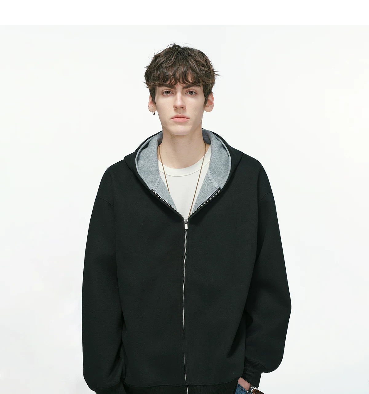 Dual-Tone Varsity Zip Hoodie