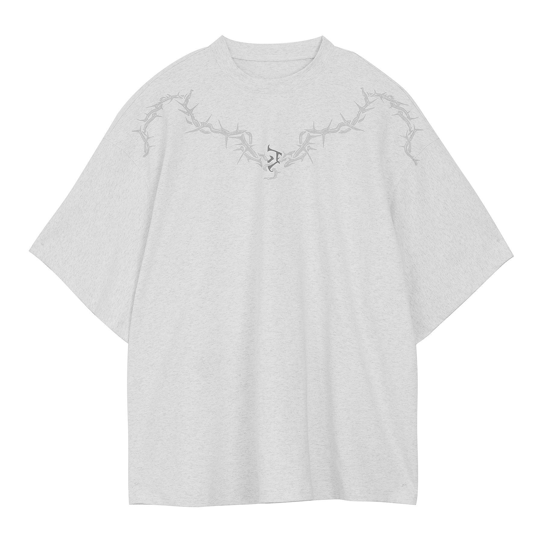 Graphic Tee with Thorn and Logo Detail - chiclara