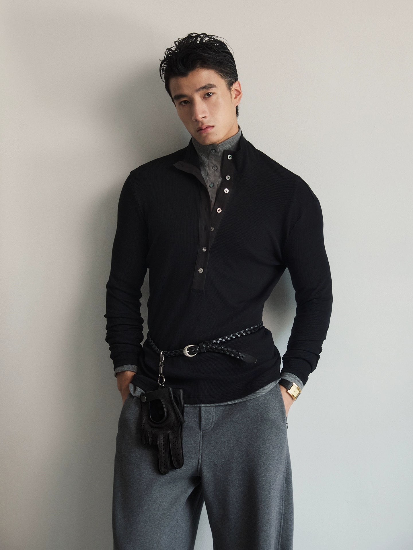 ShadowPlunge Contrast Placket Polo