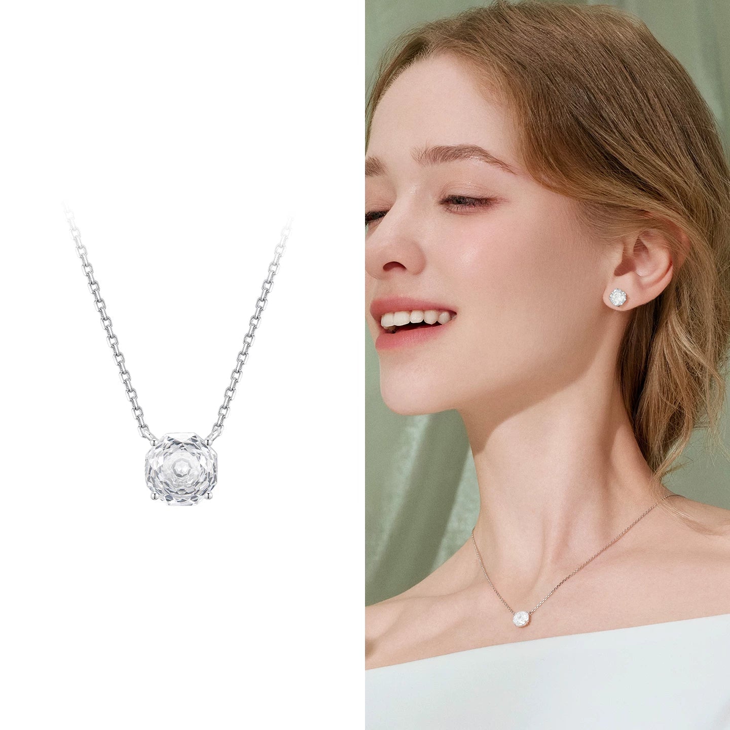 Prism Rose Pendant Necklace - Moonlight White