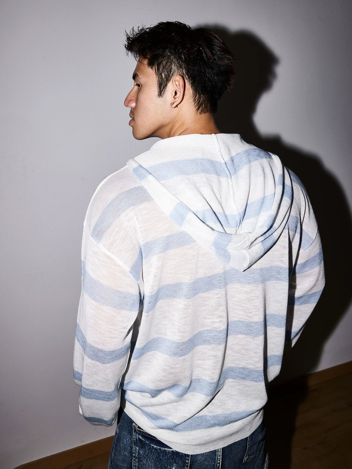 Coastal Stripe Lightweight Knit Hoodie