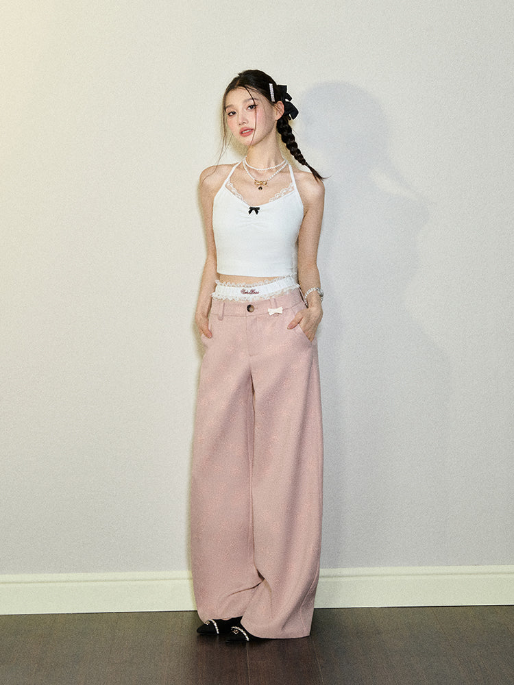 Embossed Wide Leg Pants