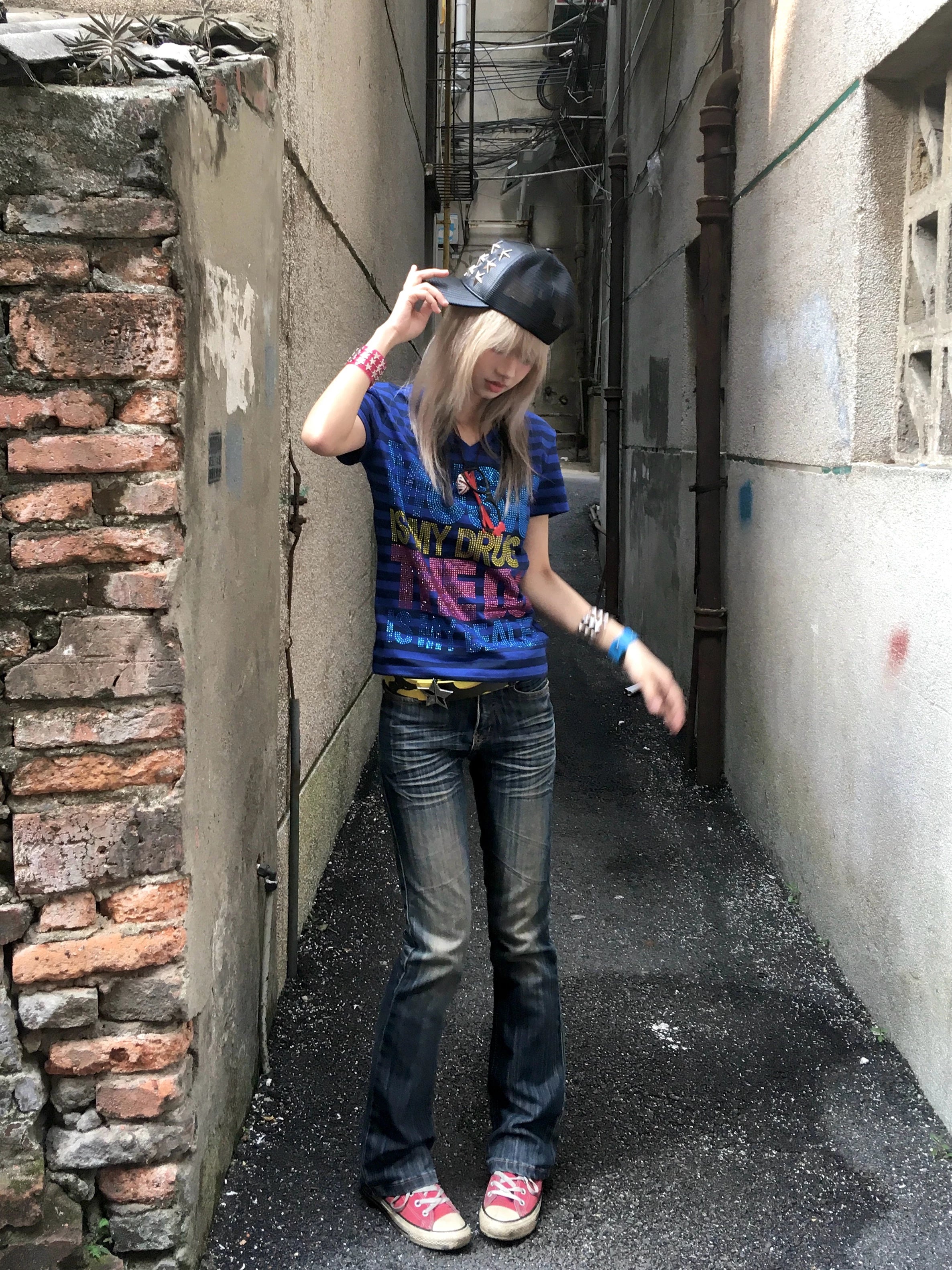 Music Is My Drug Rhinestone Stripe Tee