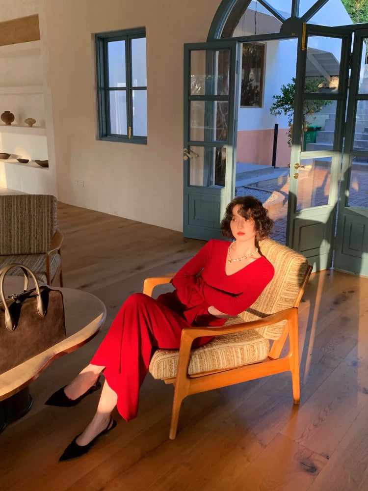 High Neck Shawl and Long Sleeve Maxi Dress Set