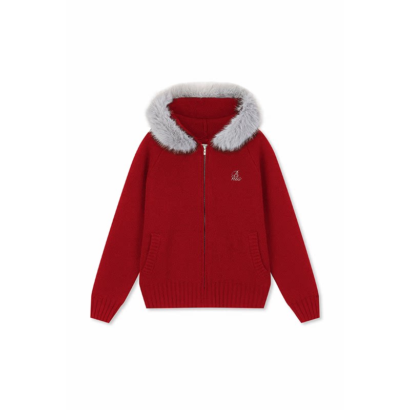 Frostline Faux Fur Hood Zip Cardigan