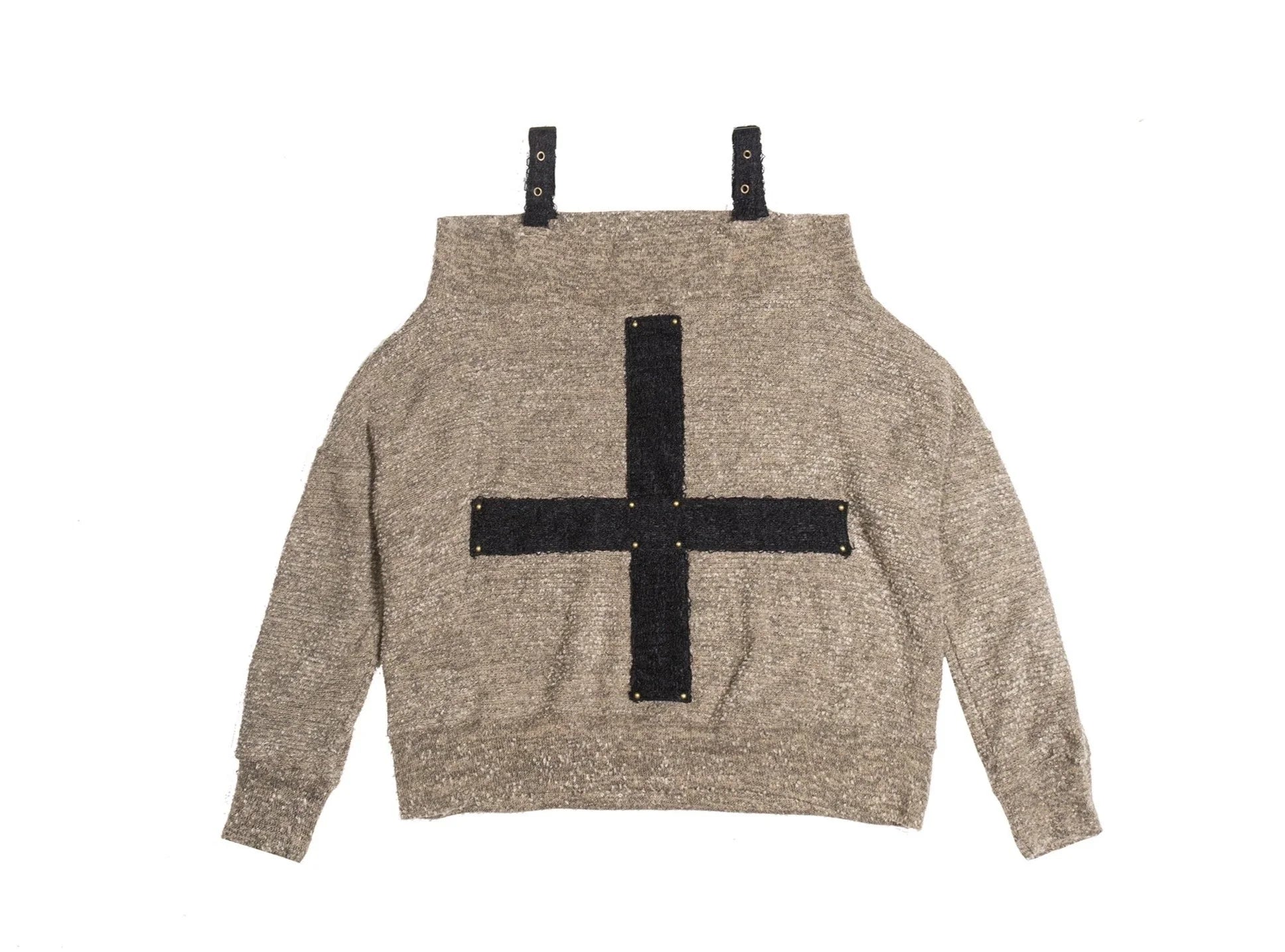 ARIADNAw Gothic Cross Oversized Sweater - Heathered Olive