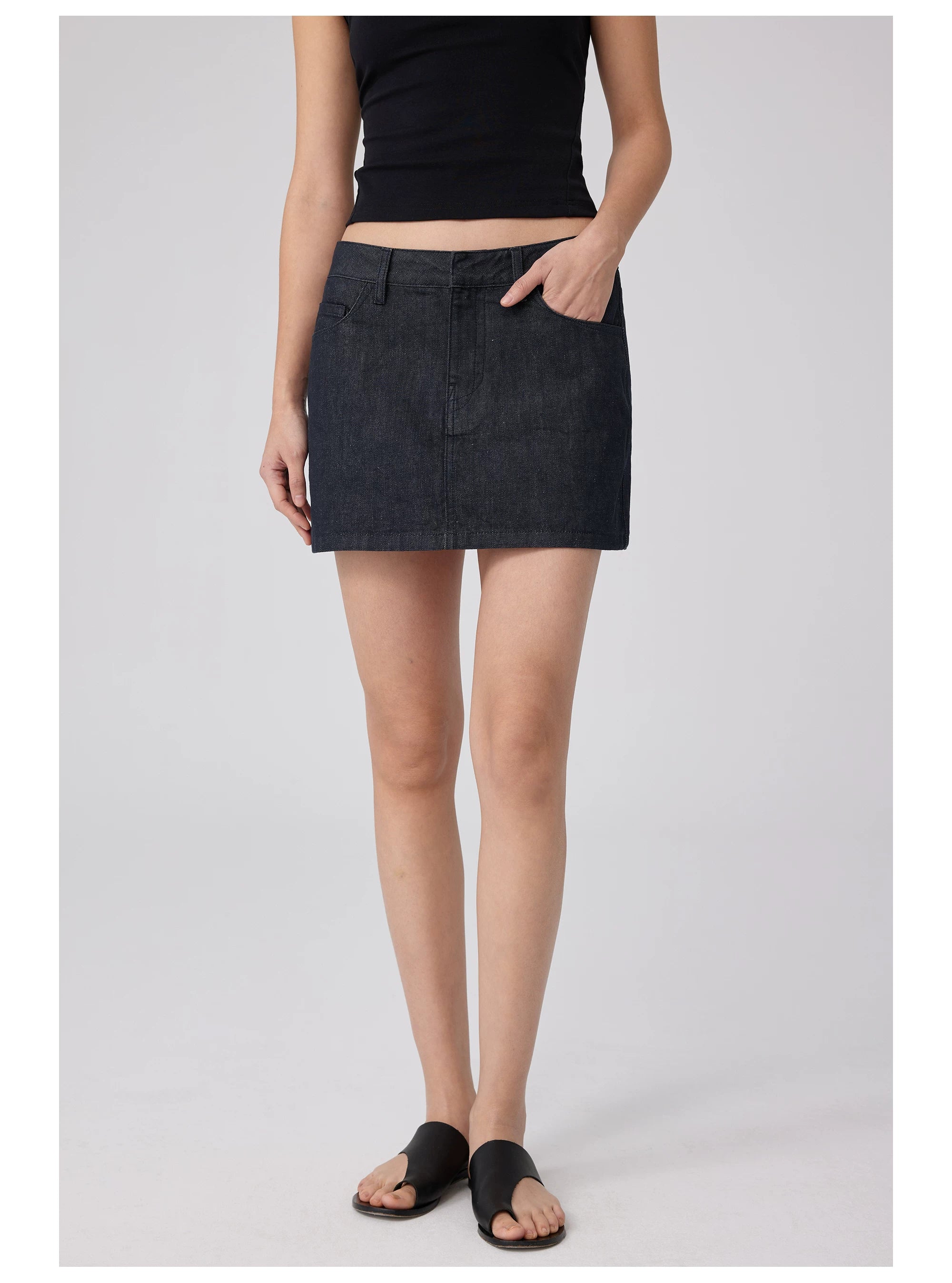 Black Denim Mini Skirt