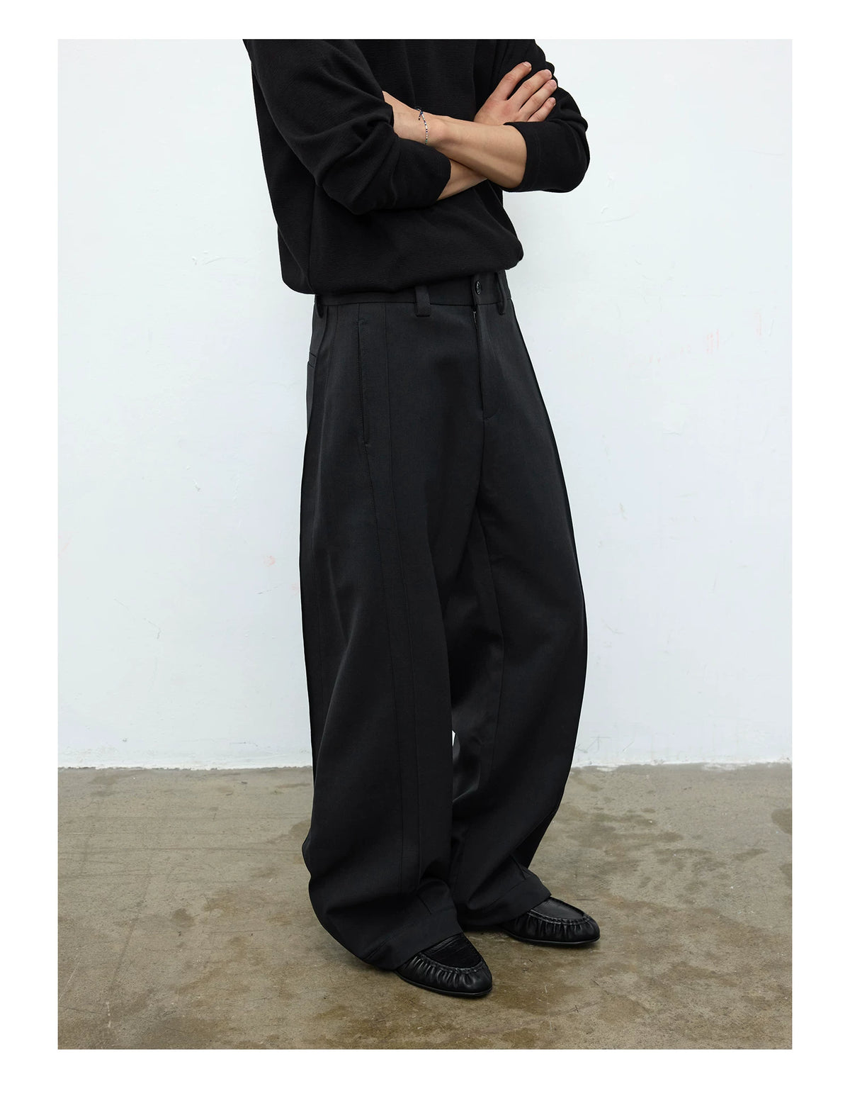 Dorian Pleated Wide-Leg Tailored Trousers