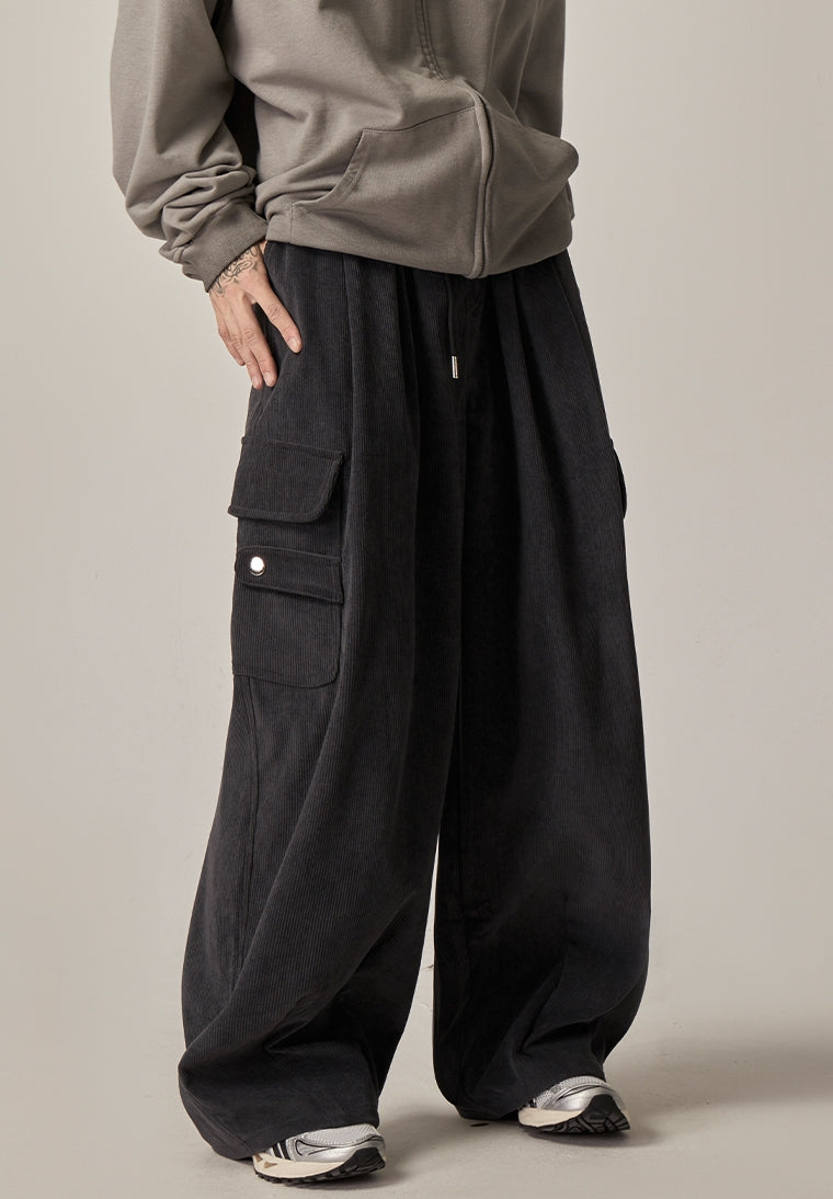 Onyx Flow Wide-Leg Cargo Lounge Pants