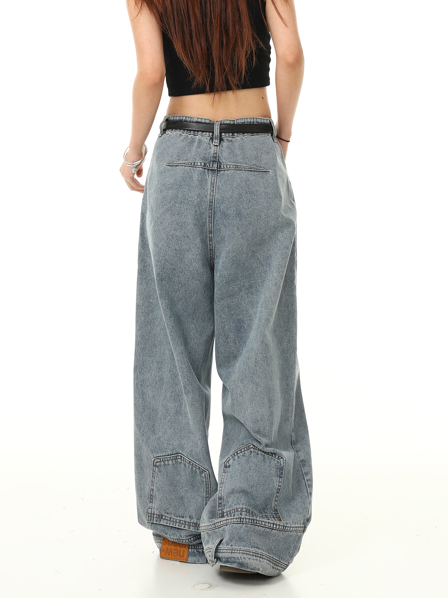 Light Wash Wide Leg Baggy Jeans