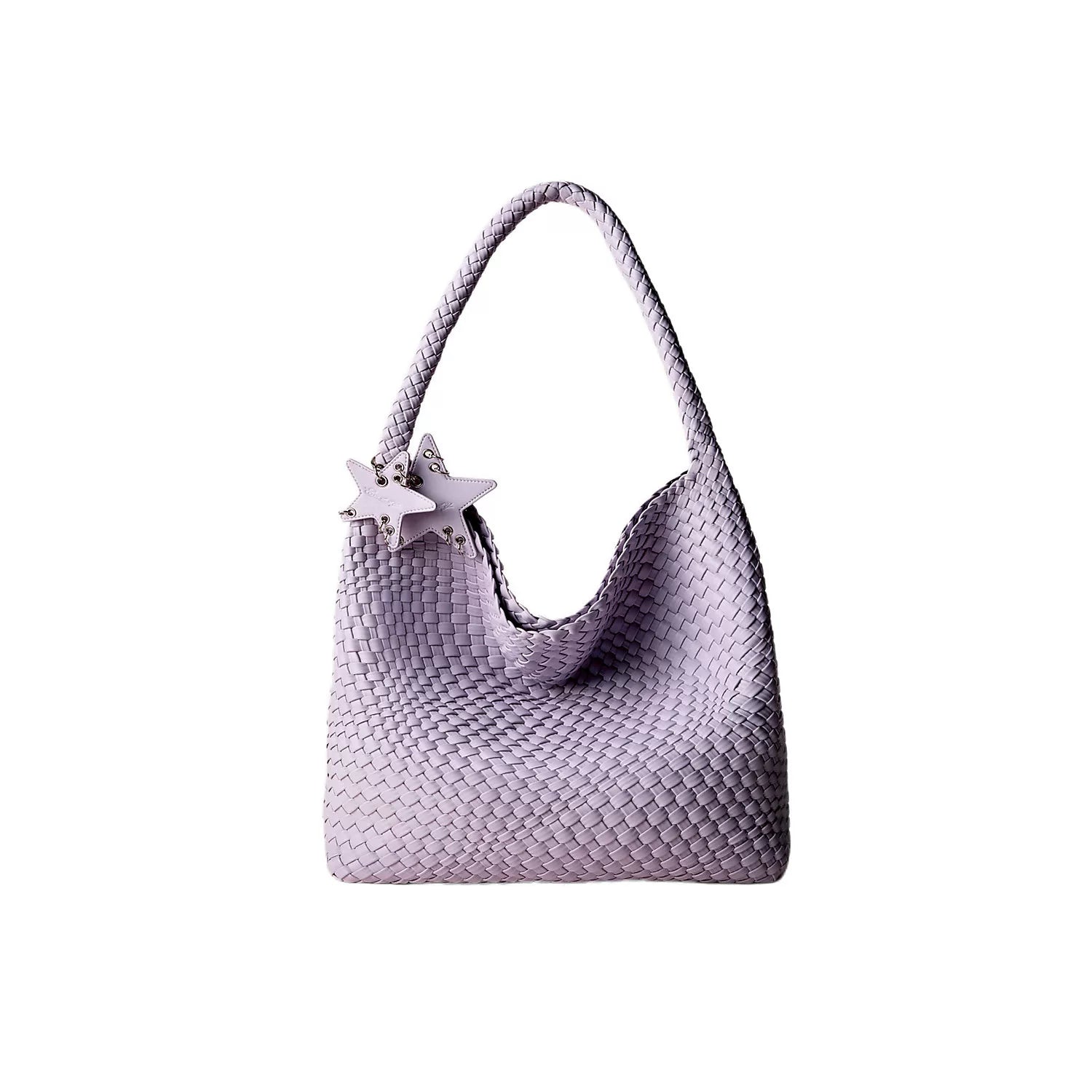 Metallic Braided Star Hobo Tote - Lilac / Large