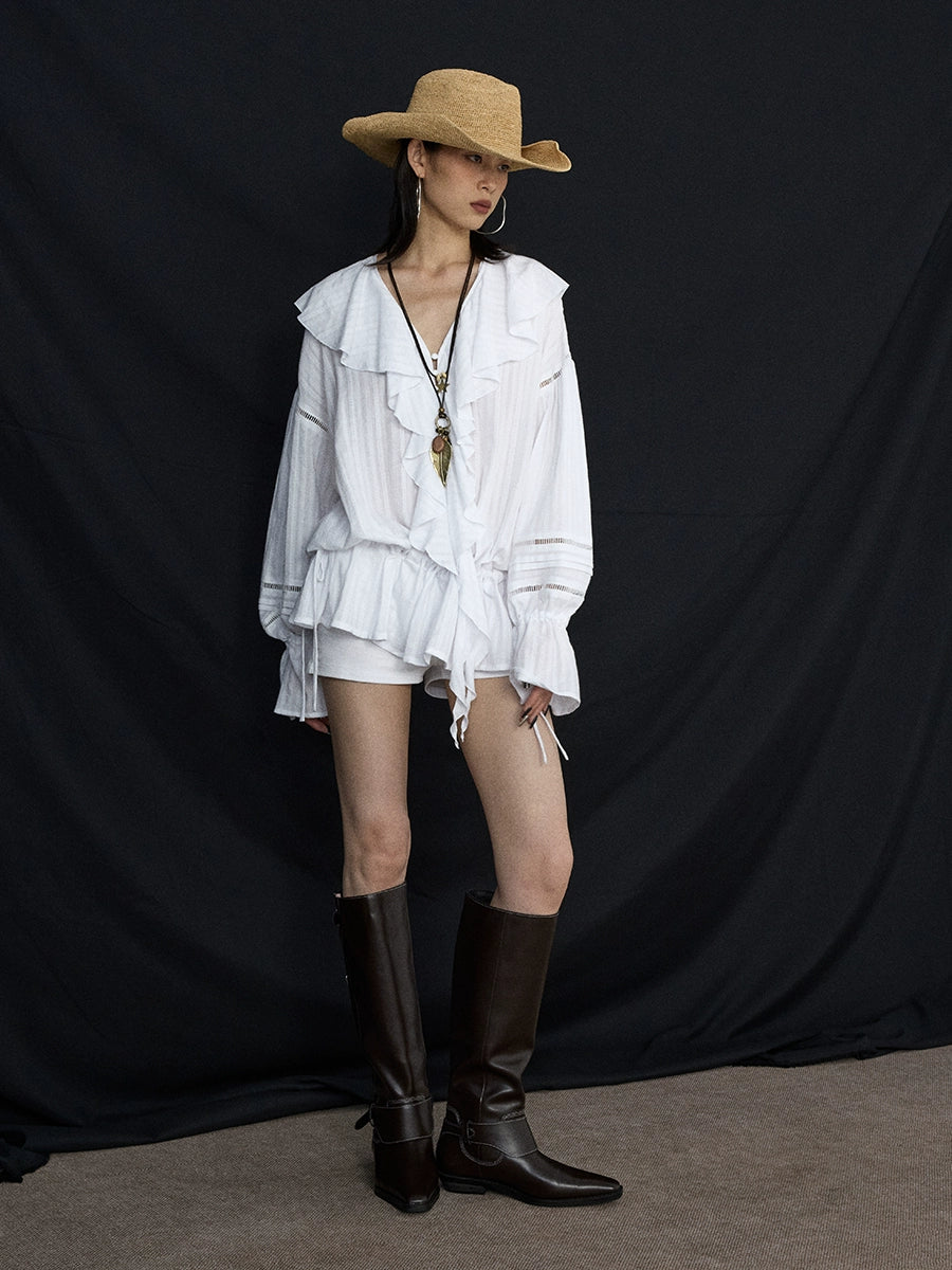 Prairie Cloud Ruffled Poet Blouse