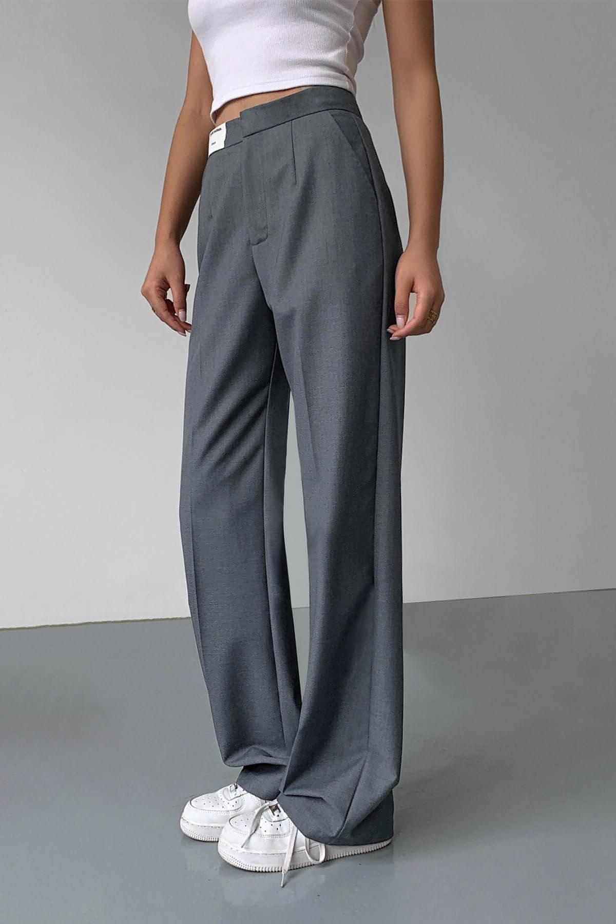 High-Waist Loose Wide-Leg Suit Trousers - chiclara