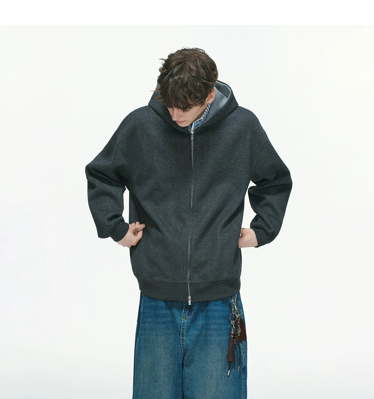 Dual-Tone Varsity Zip Hoodie