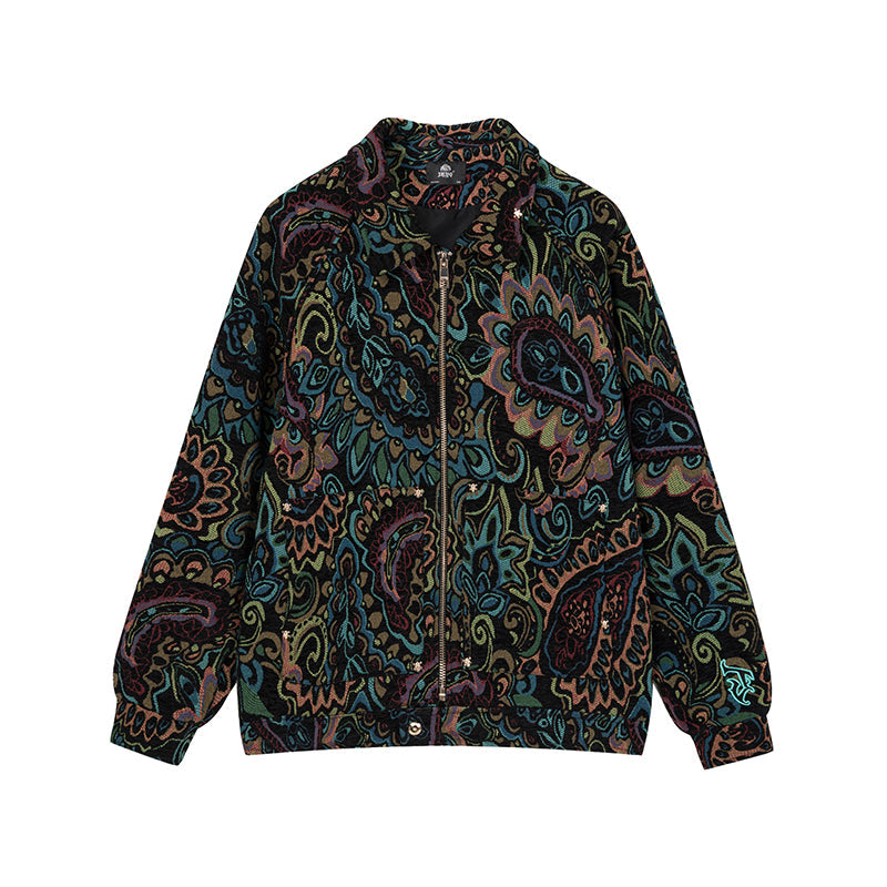 Embroidered Color Block Paisley Jacket - chiclara