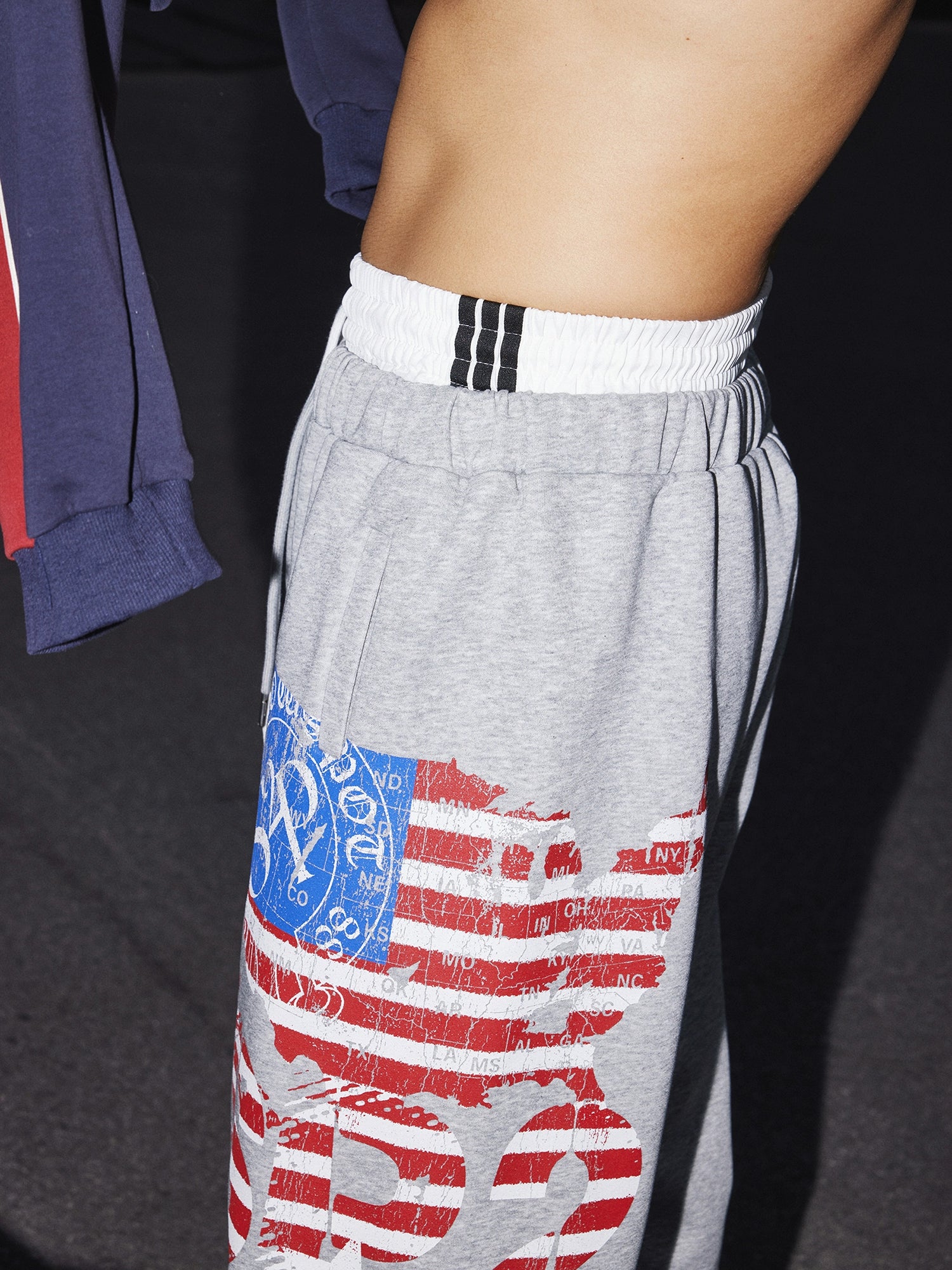 Gray USA Flag Print Sweatpants