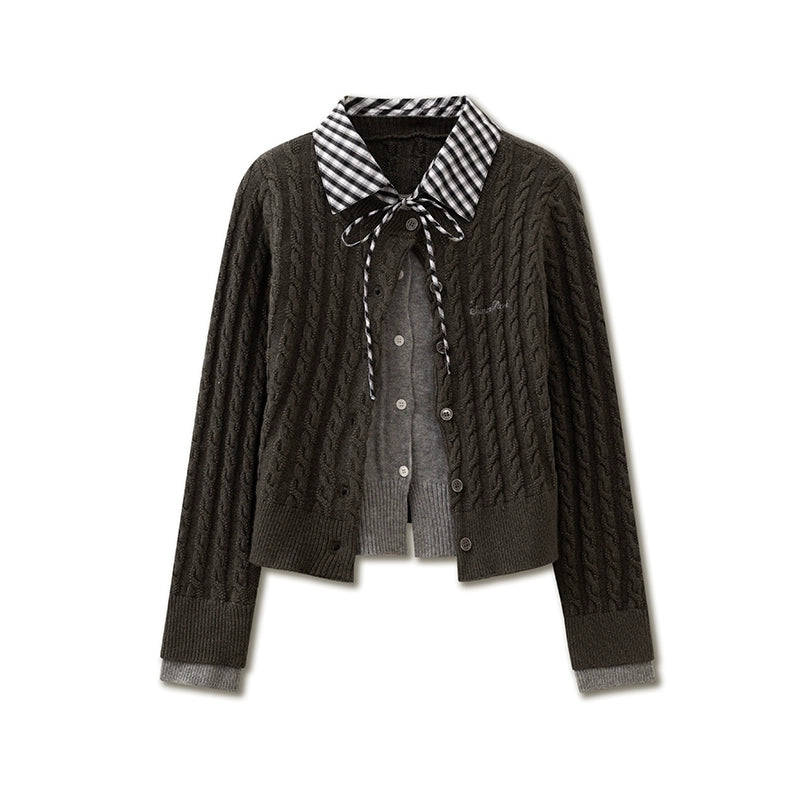 Cable Knit Preppy Style Cardigan