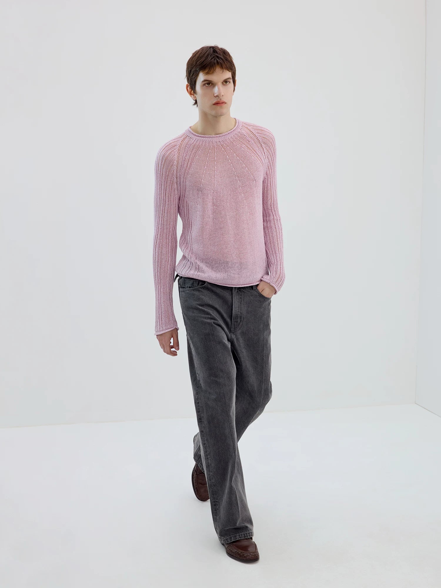 Gray Straight-Leg Washed Jeans