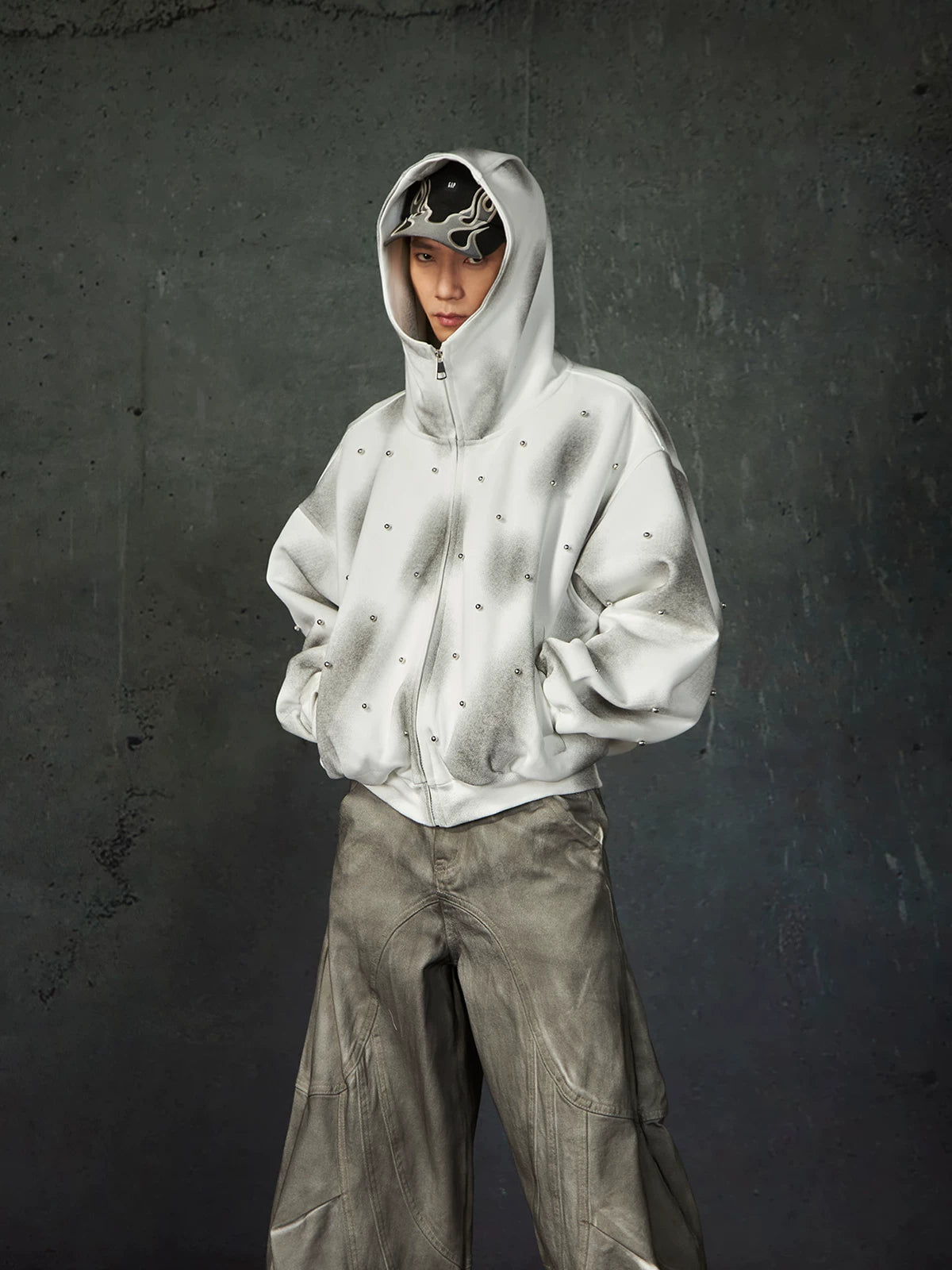 Nebula Drift Studded Zip Hoodie