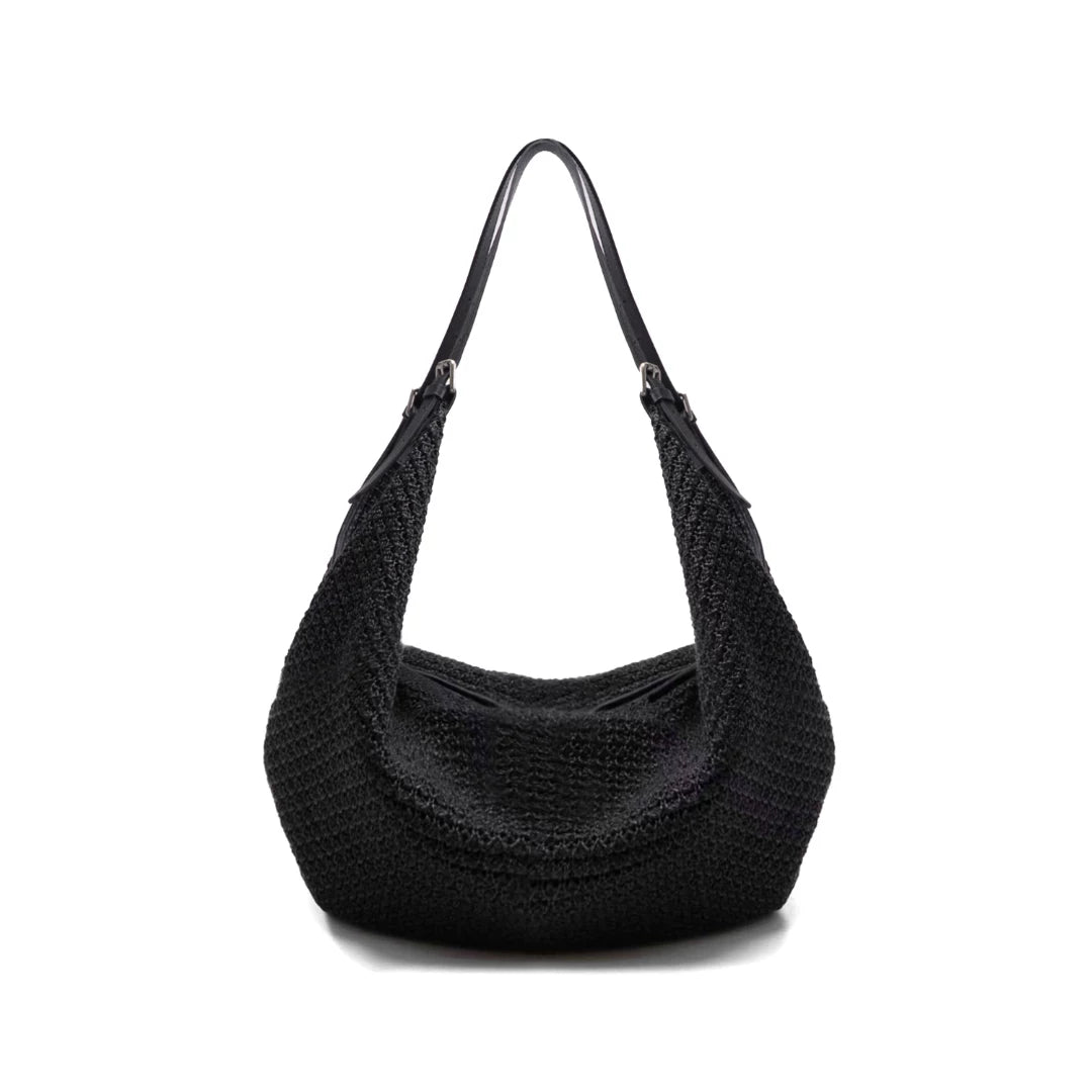 Black Slouchy Knit Shoulder Bag