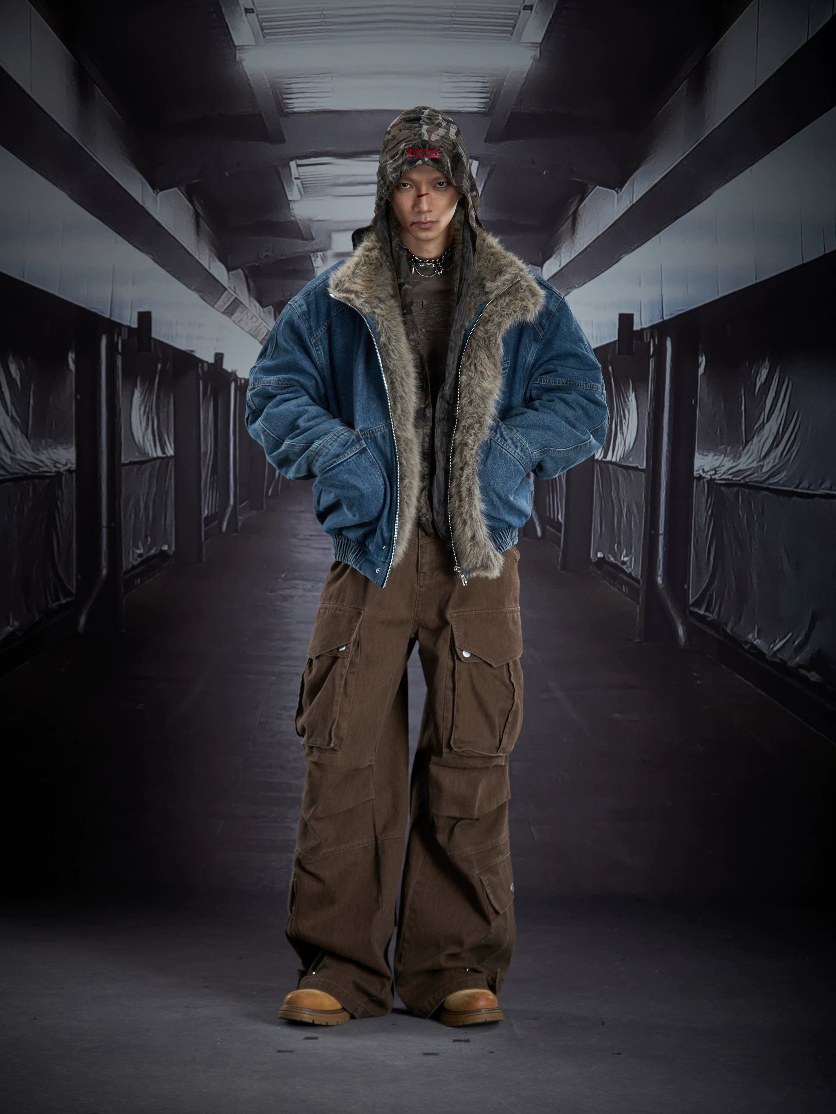 Frostlined Forge Denim Bomber Jacket