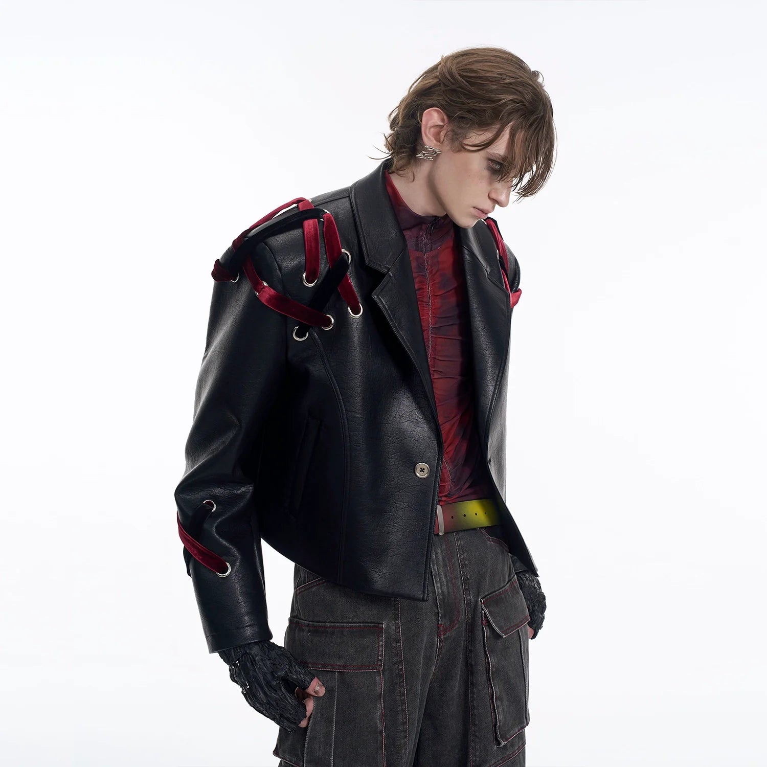 Velvet Laced Leather Jacket