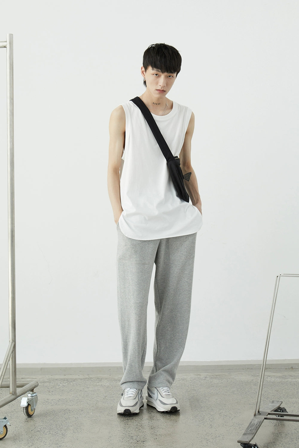 Drawstring Wide-Leg Athletic Pants