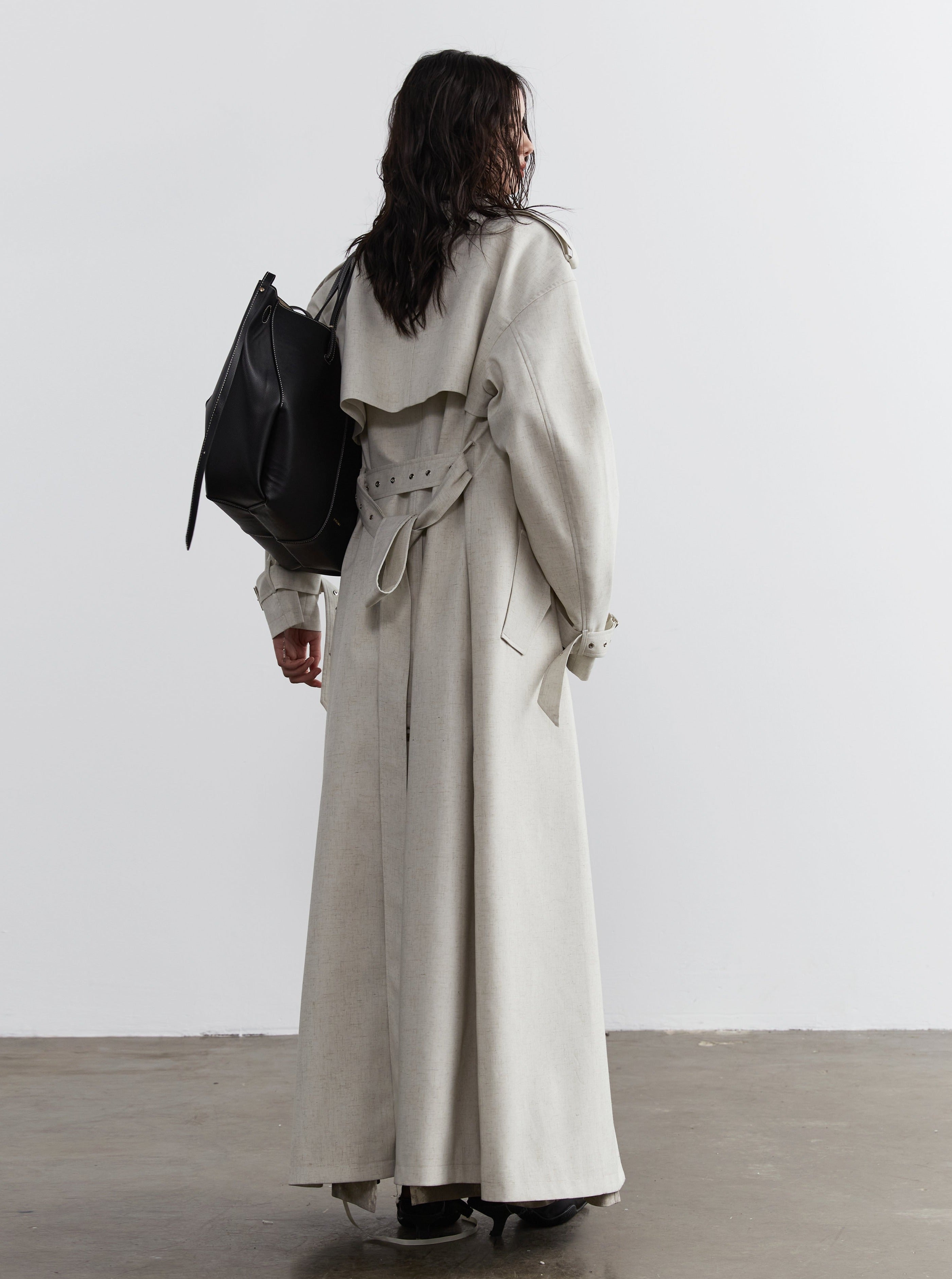 Ivory Elegance Oversized Trench Coat