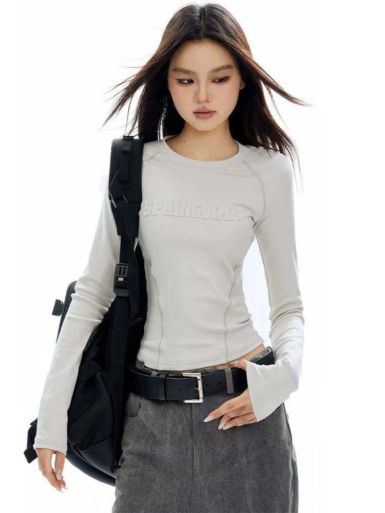 Gray Embossed Crop Sweatshirt