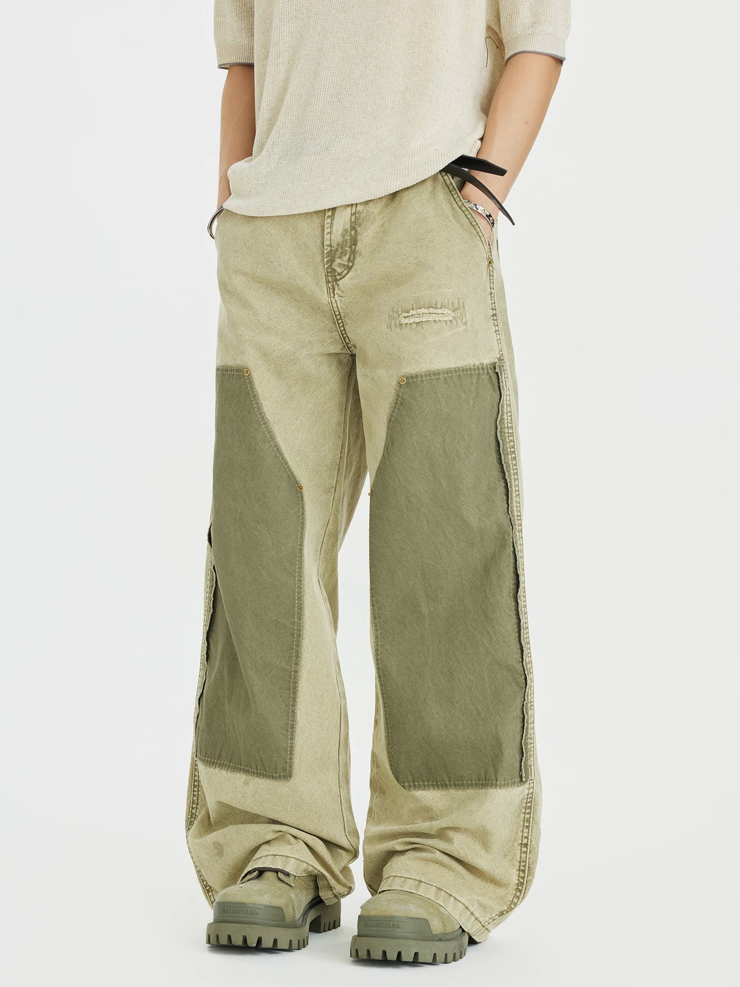 Sage Panel Utility Jeans