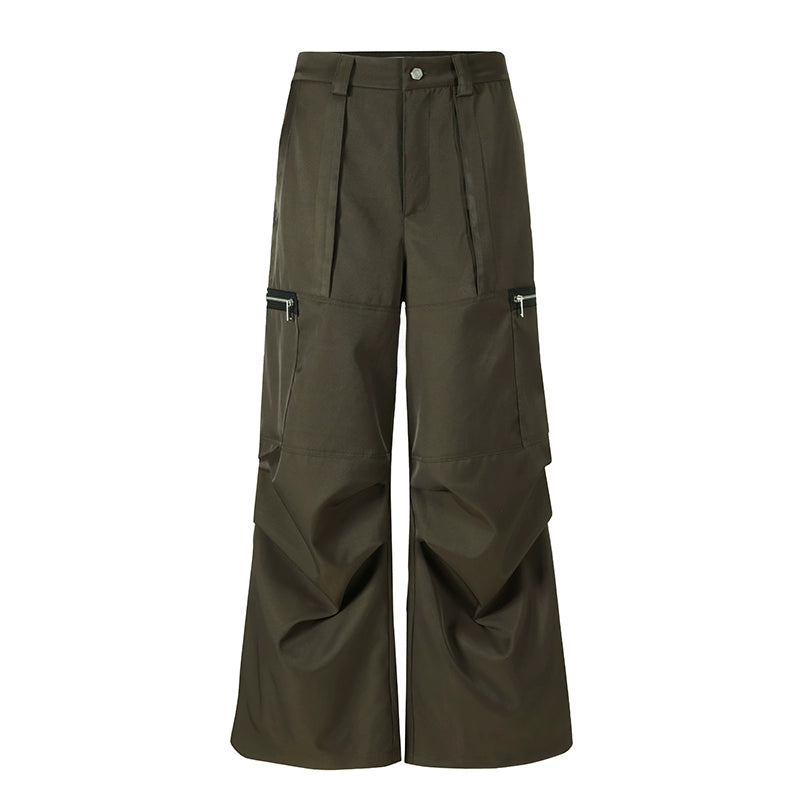 Layered Pockets Wide-Leg Utility Cargo Pants