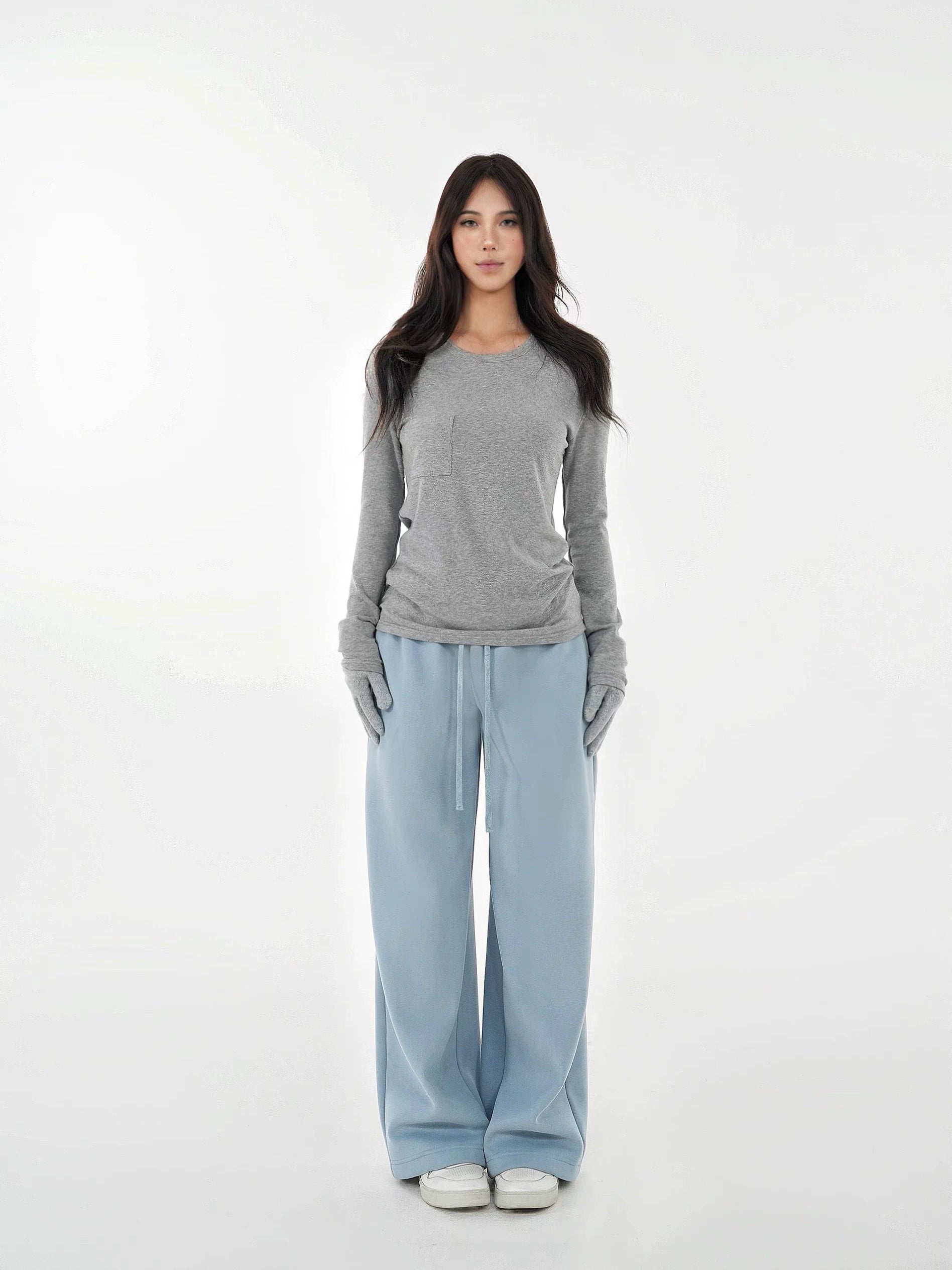 Low-Waist Drawstring Straight-Leg Sweatpants