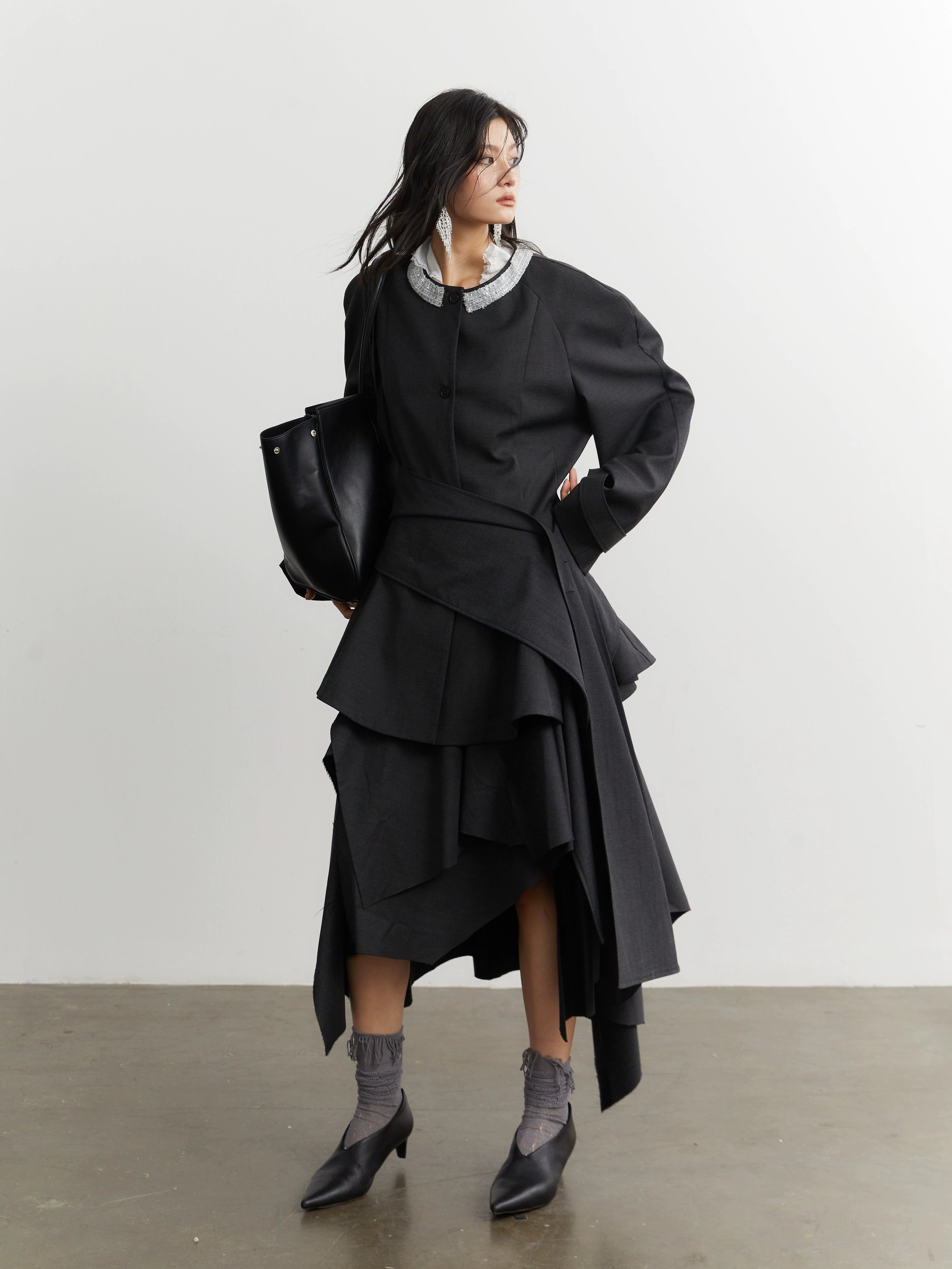 Silver Halo Pleated Swing Shirt