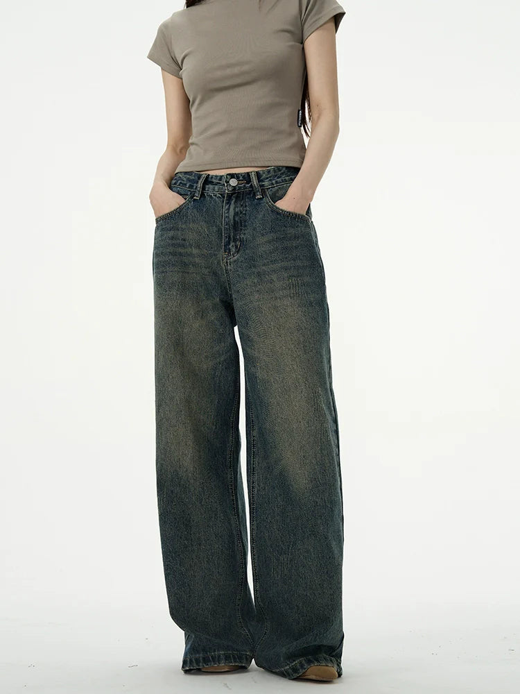 Classic Wash Straight Denim Jeans - chiclara