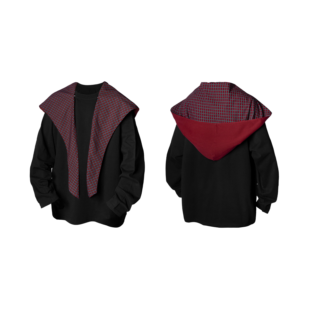 Layered Sail Collar Oversized Sweatshirt