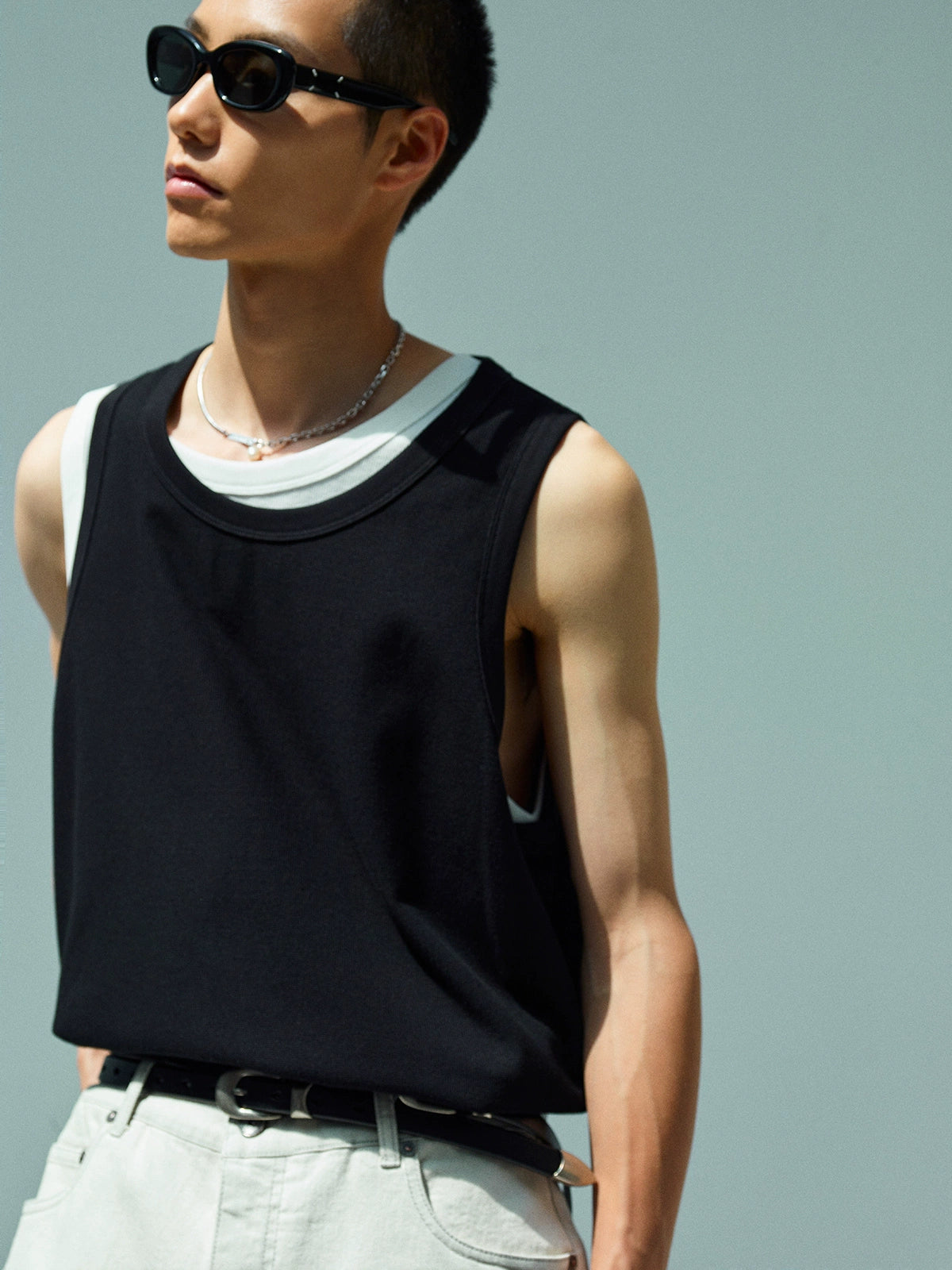 Crew Neck Sleeveless Vest/Tank Top