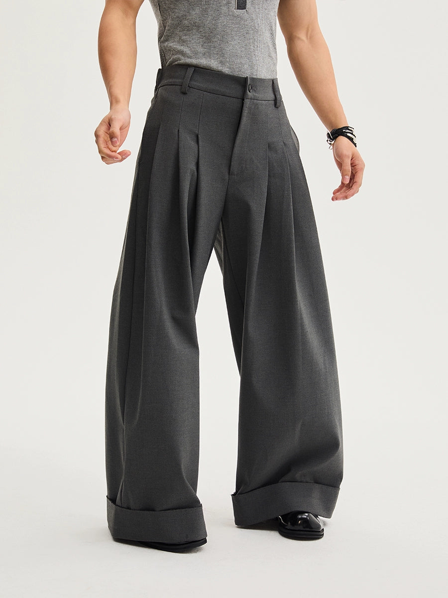 NoirCrest Oversized Pleat Trousers