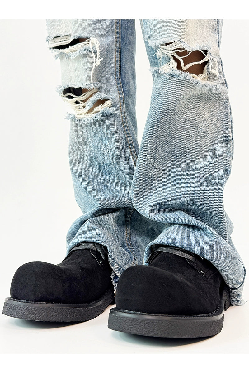 Modern Chunky Suede Platform Derbies