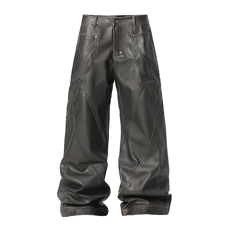 Retro Polyurethane Leather Motorcycle Pants - chiclara