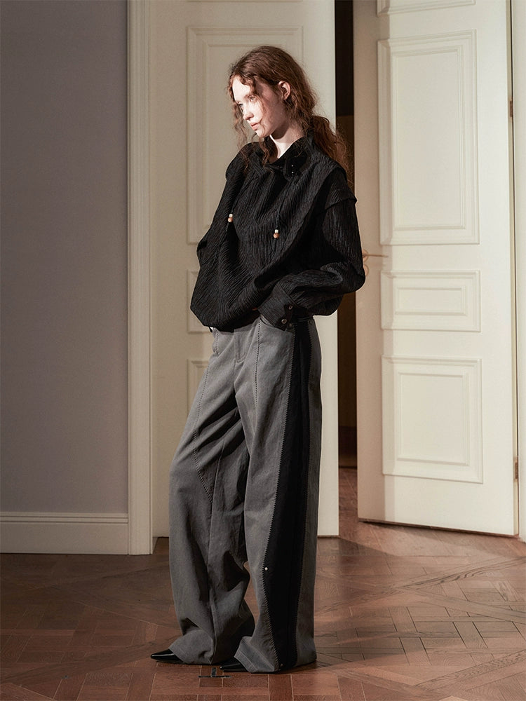 Oversized High-Neck Blouse