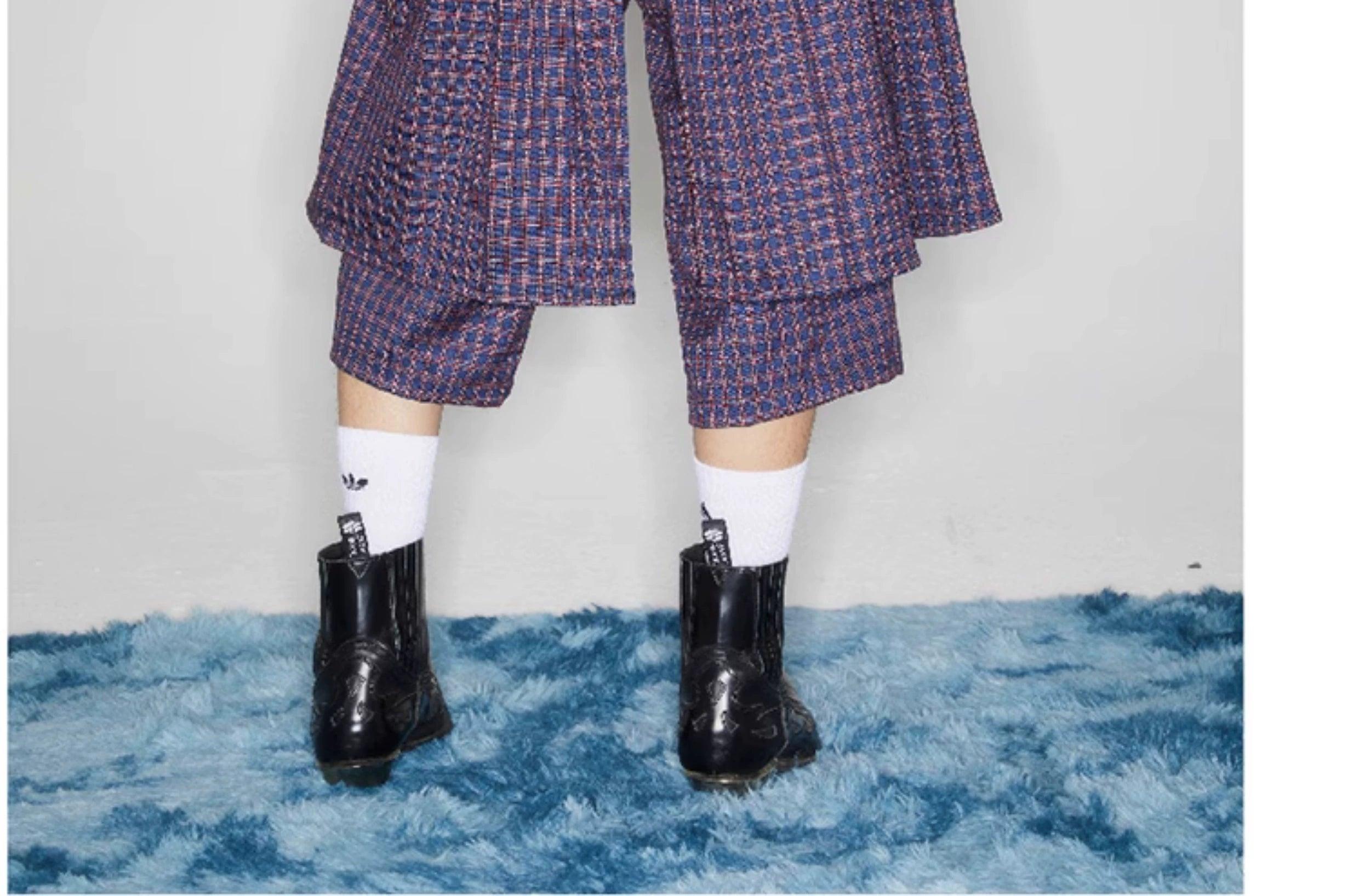 Plaid Buckle-Front Layered Skort - chiclara