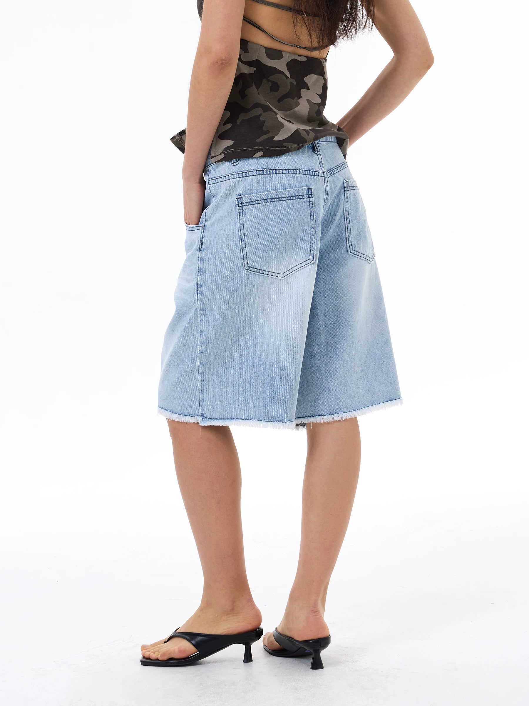 Glacier Fade Raw-Hem Bermuda Shorts