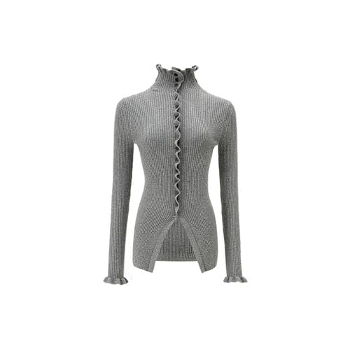 1Jinn Skin-Friendly Wool Base Layer Open Cardigan With Lace High Collar - chiclara