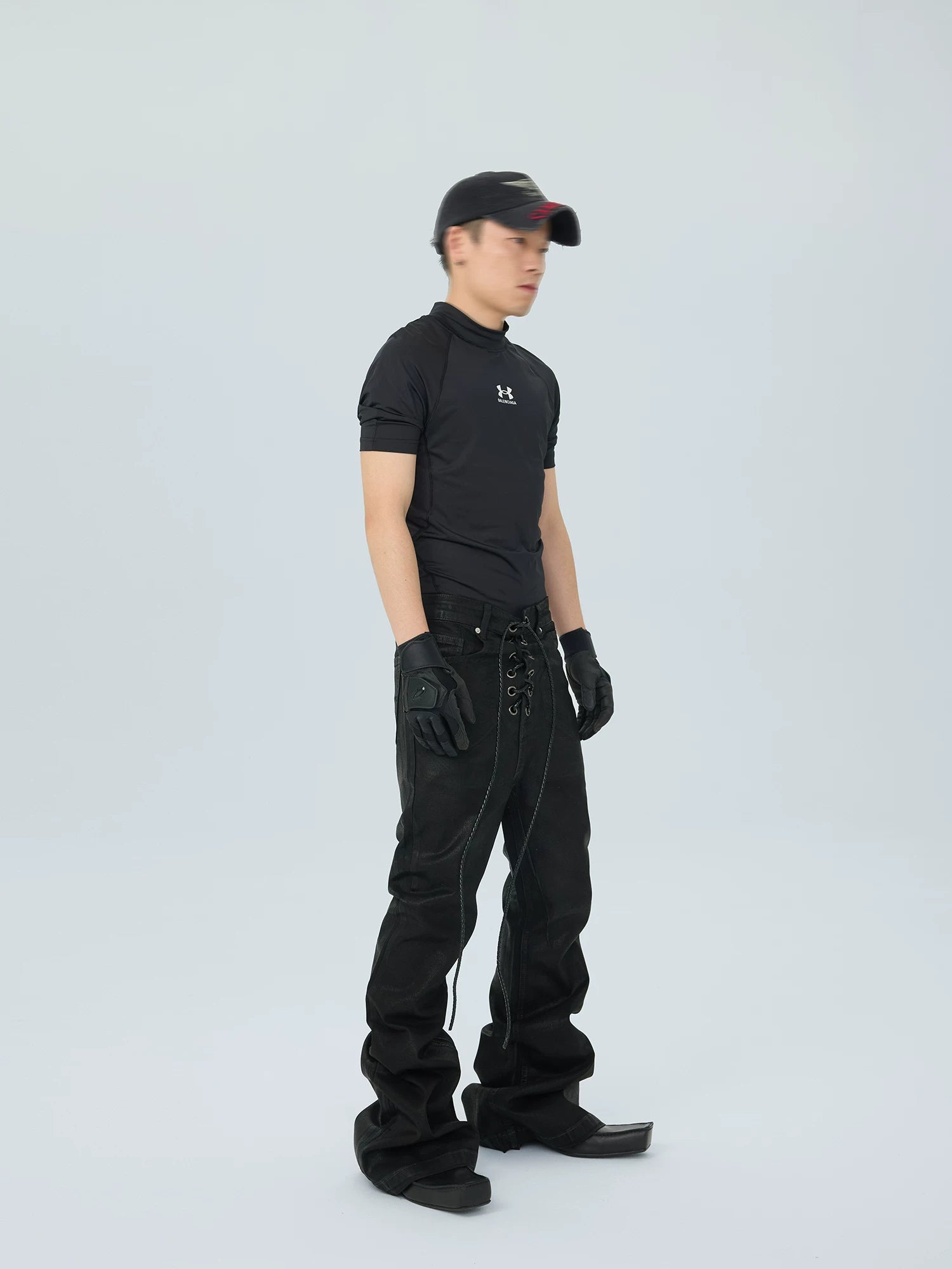 Obsidian Corset-Lace Stacked Jeans
