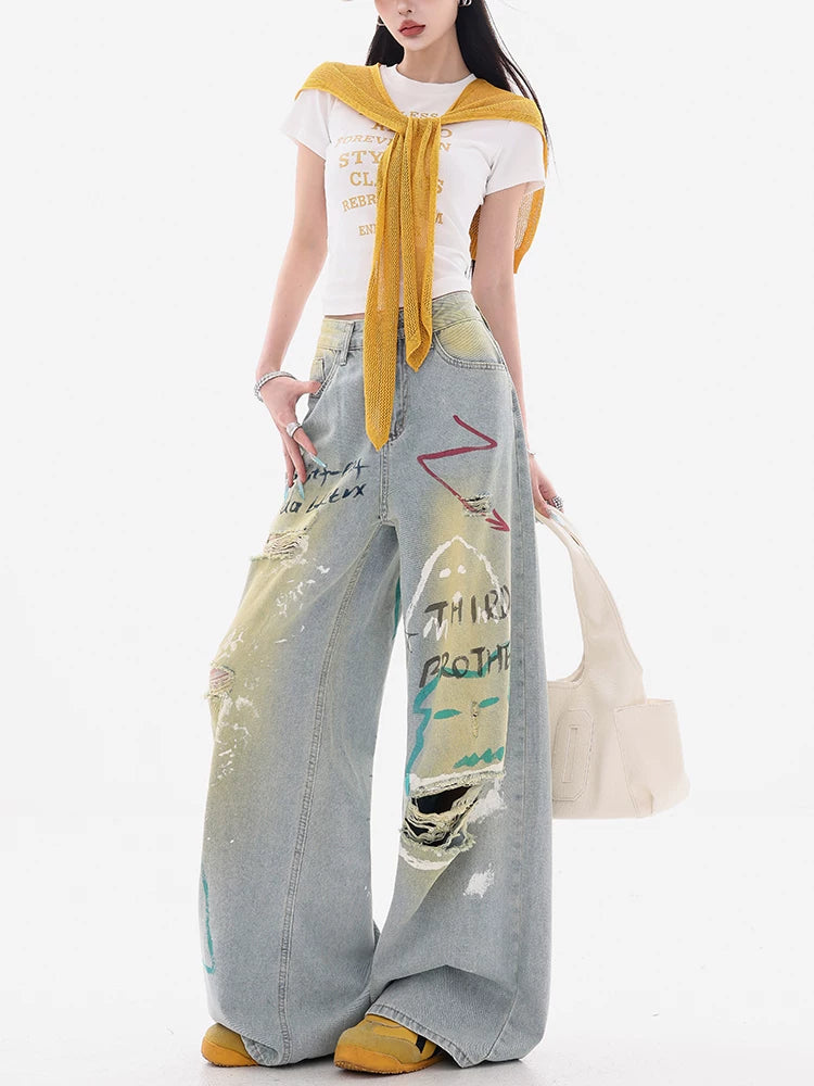 Painted Patch Wide-Leg Jeans