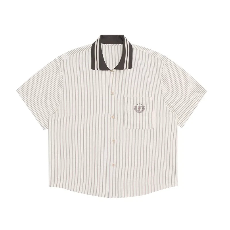 Striped Retro College Shirt - chiclara