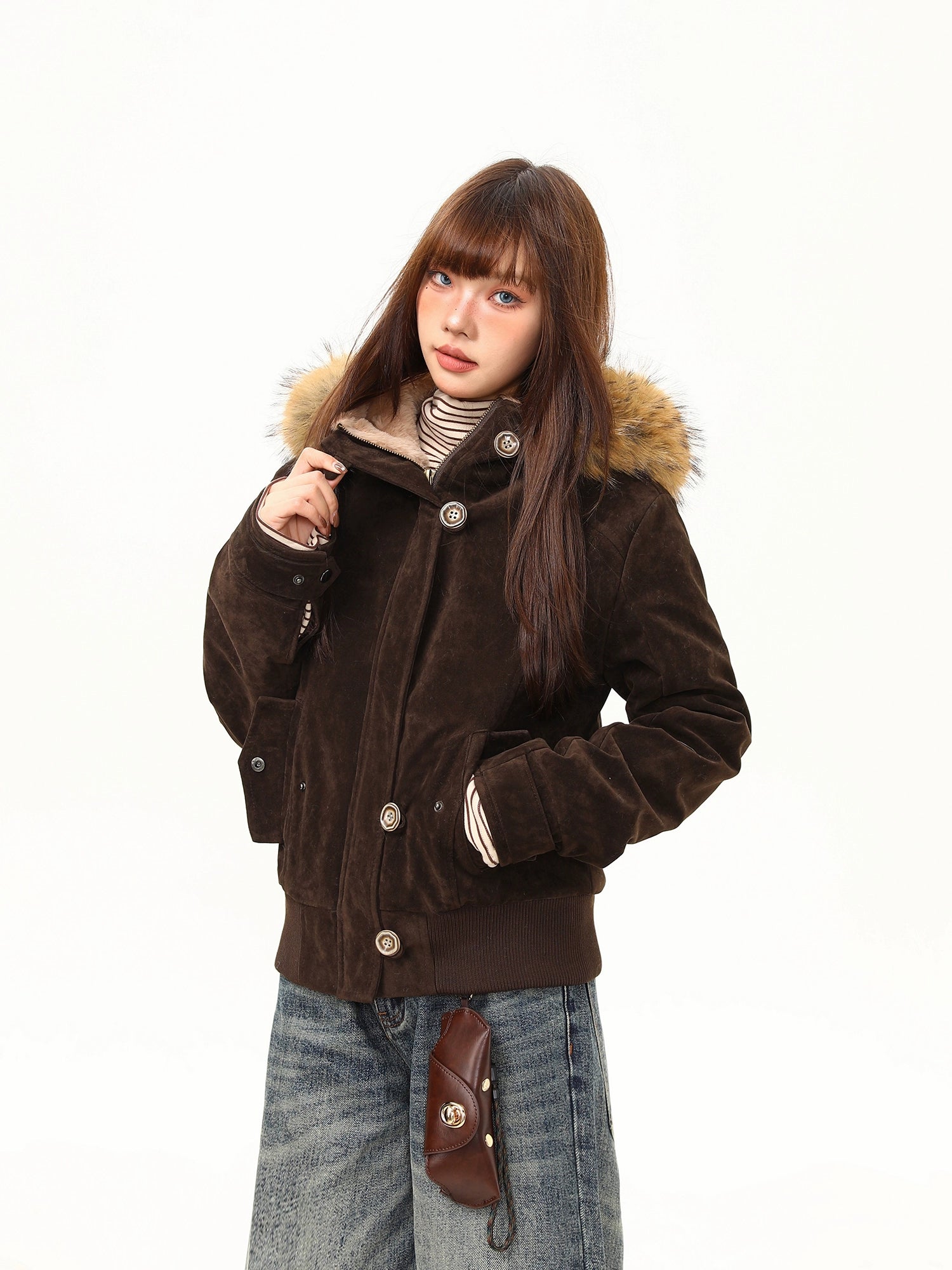 Mocha Trail Faux-Fur Hood Jacket