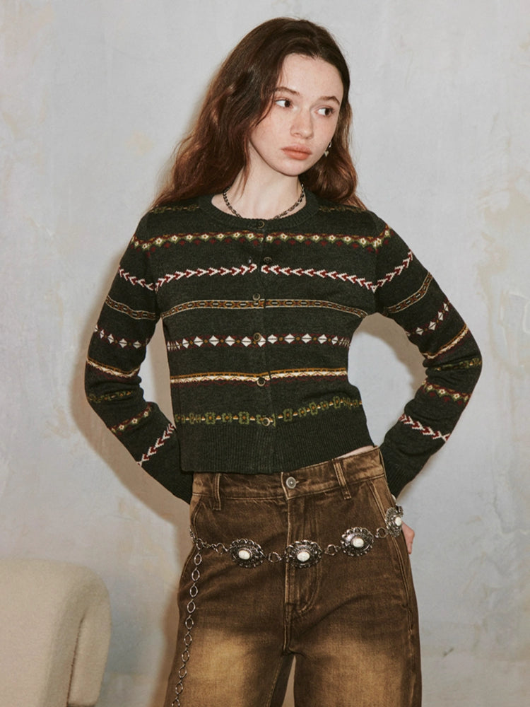 Vintage Fair Isle Cropped Cardigan